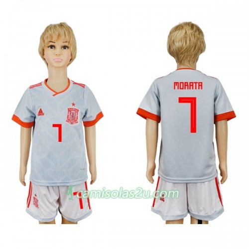 Camisolas de futebol Espanha Morata 7 Criança Equipamento Alternativa Copa do Mundo 2018 Manga Curta Camisolas de futebol Espanha Morata 7 Criança Equipamento Alternativa Copa do Mundo 2018 Manga Curta